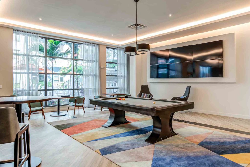 Luxury Apartments in North Miami Beach, FL - Lazul Apartments Game Room With Pool Table